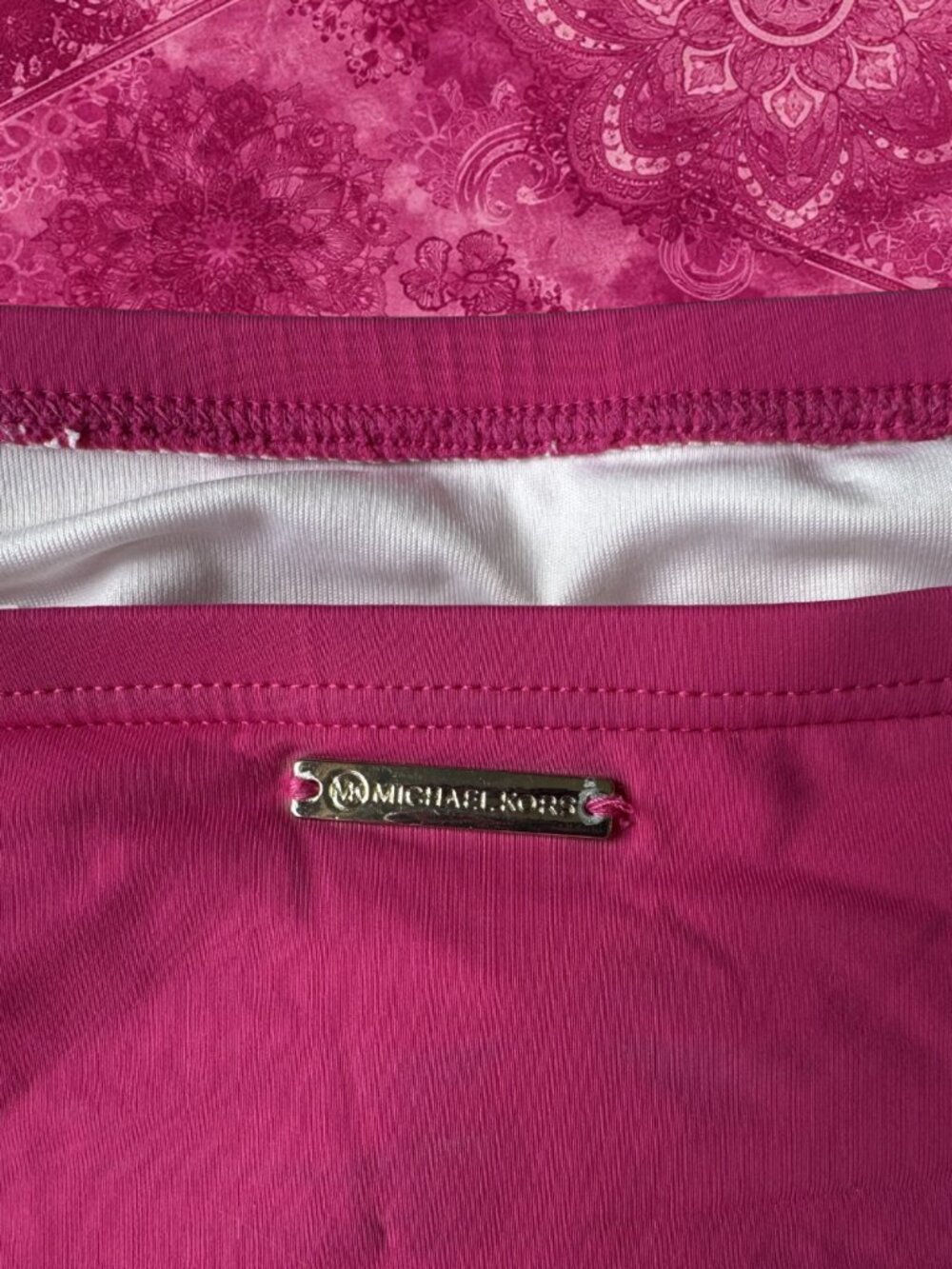 Michael Kors Hot Pink Strapless Tankini Top Bandeau Swim Festival Y2K - Picture 4 of 6